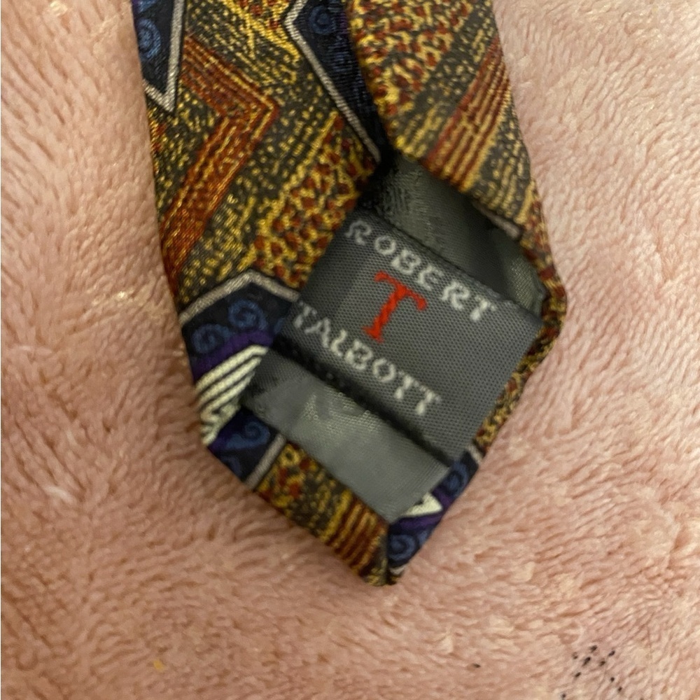 Robert Talbott Abstract Diamond Tie in Blue and Brown - Picture 9 of 10